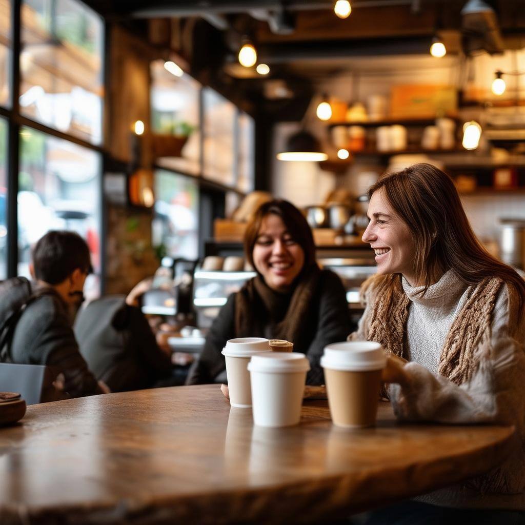 coffee shop environment customers are enjoying coffee